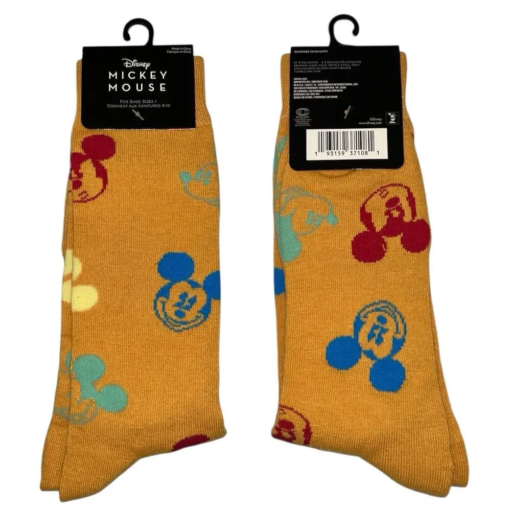 1x Disney Mickey Mouse Novelty Crew Socks Adult Set Size 6-12